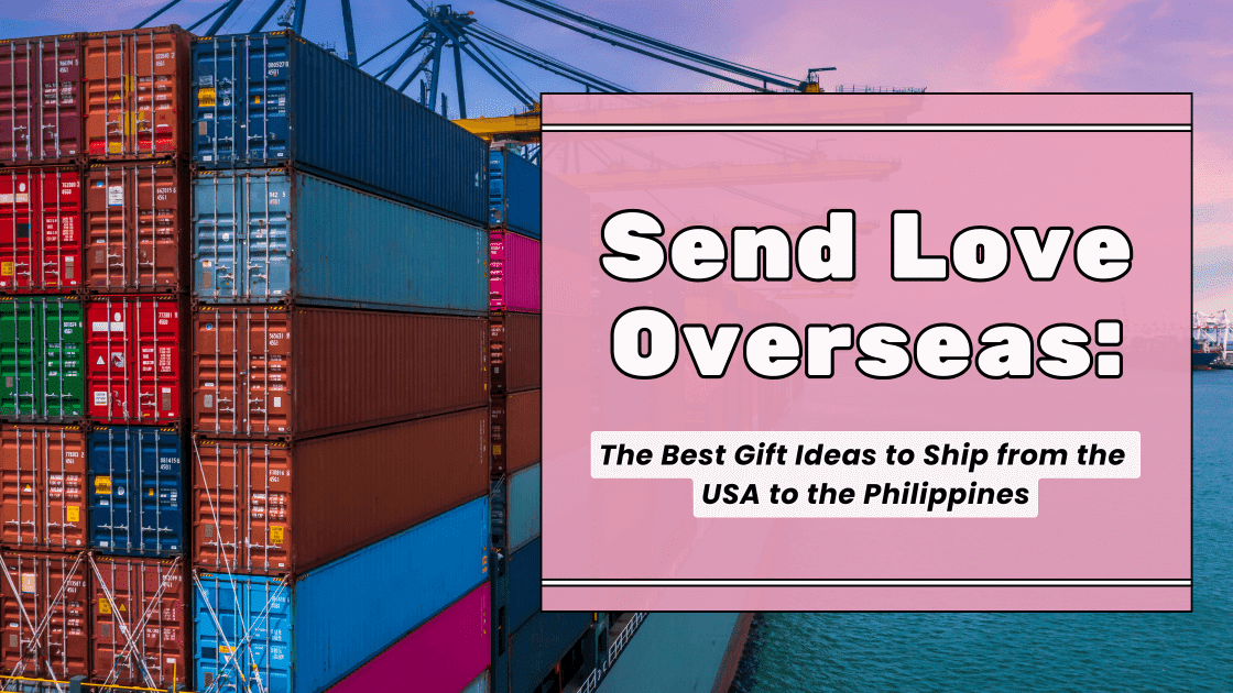 Pink sign promoting gift ideas to ship internationally