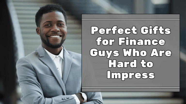 Man in a suit with gift ideas for finance professionals