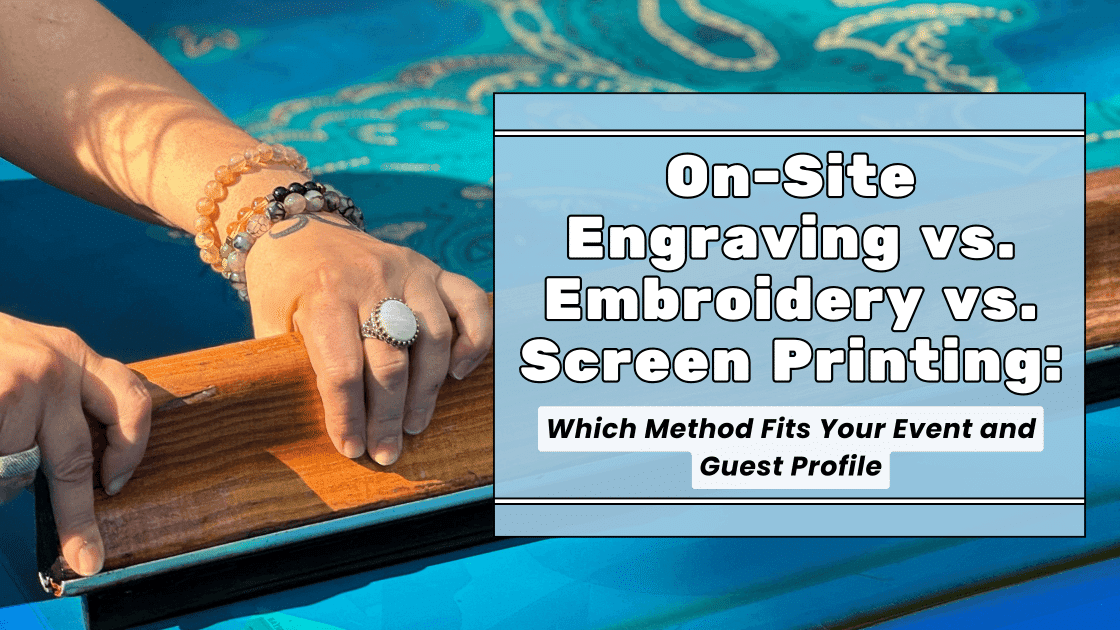 Hand on wooden rail with text overlay