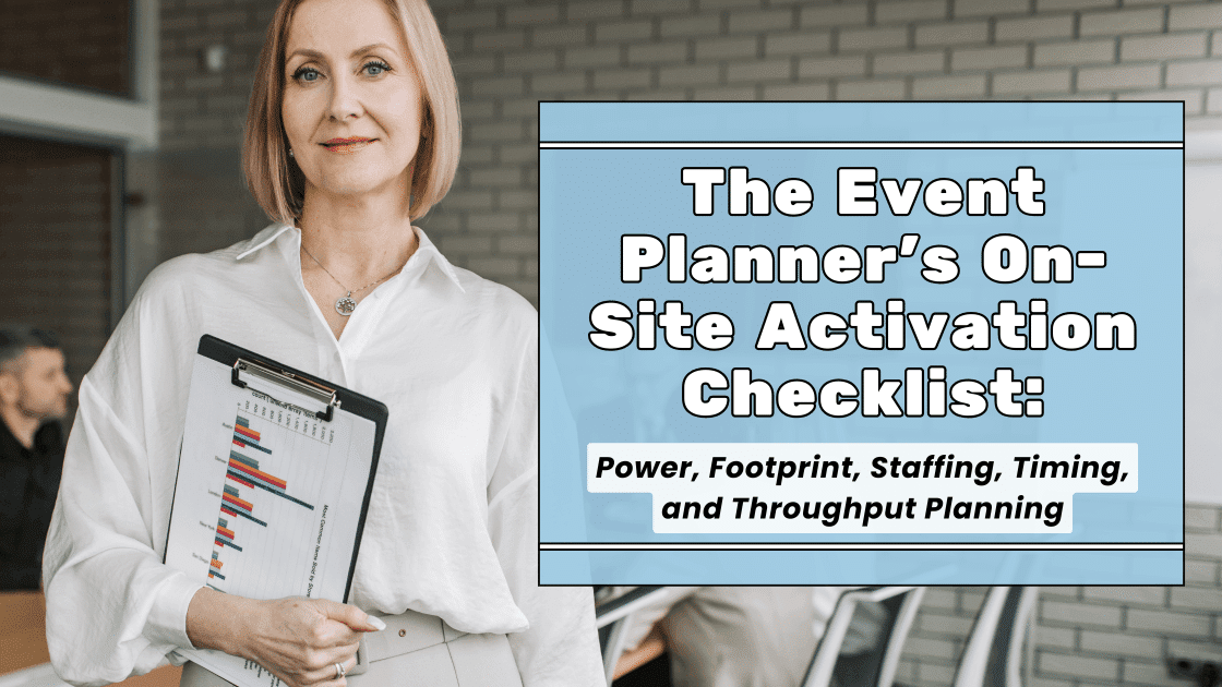 Woman holding clipboard with The Event Planner's